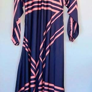 Pink-Black-Stripe-Printed-Maxi-Abaya